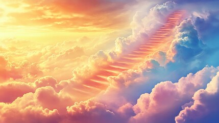 footsteps. Glowing path of floating footsteps ascending toward a radiant health summit. wellbeing guides, coaching materials, designed for mental health education and mindfulness programs.