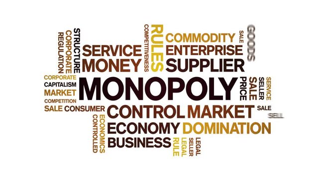 Monopoly animated word cloud-text design animation tag kinetic typography seamless loop.