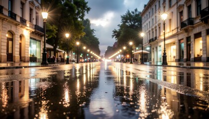 rainy weather on city streets