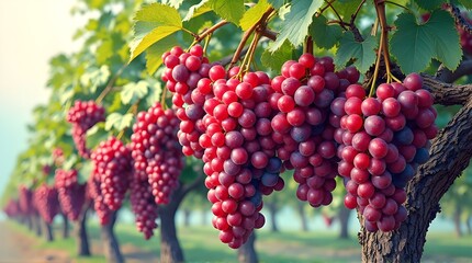 grape plants bearing fruit on the plantation