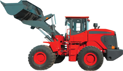 Red tractor and heavy duty dump truck isolated  © Meshkat