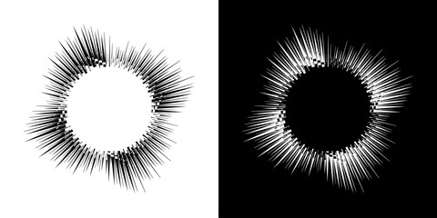 Dynamic abstract spiral sound wave rhythm lines. Circular spiral sound wave rhythm of lines. Circular futuristic abstract lines, black and white background.