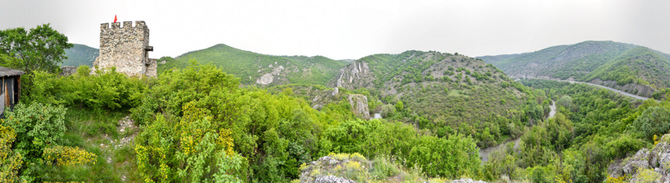 View of feudal castle of Pchinja. Markovi Kuli &mdash; a fortress, 3 km before the mouth of the Pchinja into the Vardar.  A border line was drawn between the provinces Macedonia and Dardania.