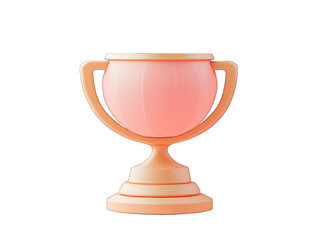 Minimalist peach award cup, perfect symbol of achievement and success with soft lighting, transparent backgrounds