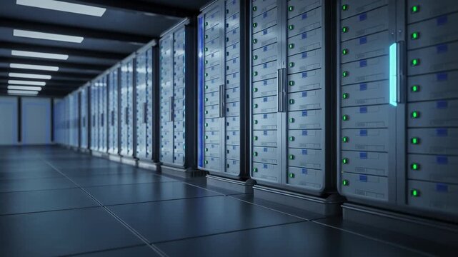 Modern Data Center with Server Racks and Advanced Technology Infrastructure