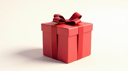 Obraz premium Red Gift Box with Ribbon on White Background – Holiday Celebration Concept