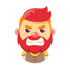 Bright hipster character. A set of elements for animation and selection of emotions. Red, yellow beard and hair. Flat cartoon character. Angry, contented, thoughtful, irritated, frightened ... See Mor © Shakeela