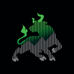 bull concept logo design, fintech logo design, with green color, increase profits.