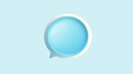 Minimalist 3D speech bubble or message icon with a soft shadow on a light blue background