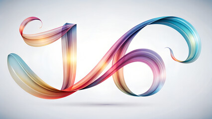 Abstract and artistic representation of the number 16 formed by a flowing, multicolored ribbon or swirl, showcasing a harmonious blend of hues and dynamic movement with a glowing  bright background