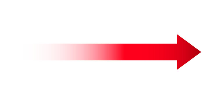 long gradient red arrow isolated