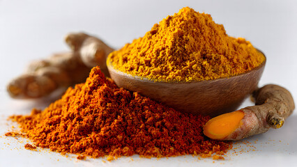 Vibrant Turmeric Spice Powder and Roots A Natural Anti-inflammatory and Culinary Ingredient