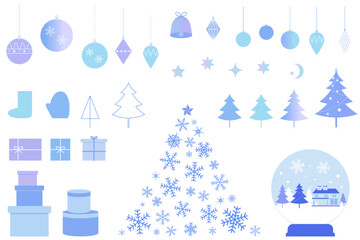 クリスマスモチーフのイラストセット　背景イラスト　ベクター素材