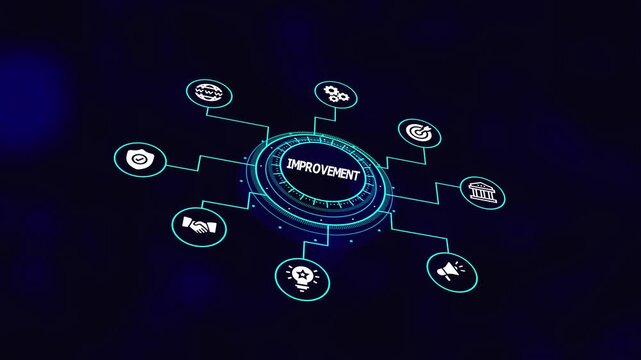 Improvement Strategy for Digital Operations Through Integrated Metrics, Process Optimization Icons, and Smart Business Framework Design.