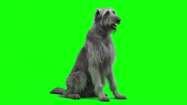 Majestic Irish Wolfhound on green screen