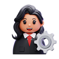 Businesswoman with Gear Icon Figurine