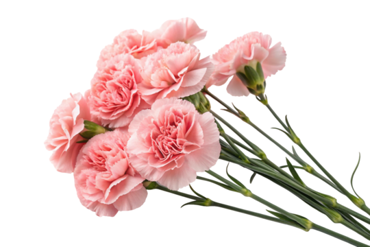Pink carnations on a transparent background. A Mother's Day gift. Gratitude. - Powered by Adobe