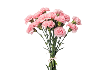 Pink carnations on a transparent background. A Mother's Day gift. Gratitude.