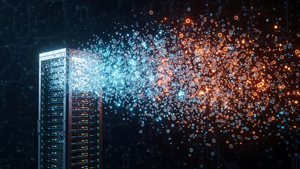 Data Transfer: This captivating image showcases the intricate dance of data transfer within a modern digital environment, symbolizing connectivity, processing, and the flow of information. 