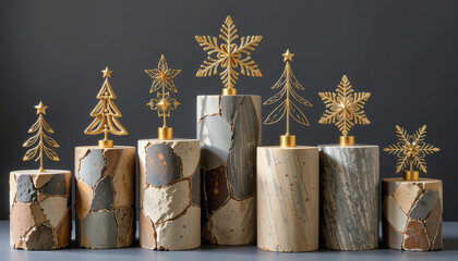 Elegant Array Decorative Cylinders with Metallic Accents