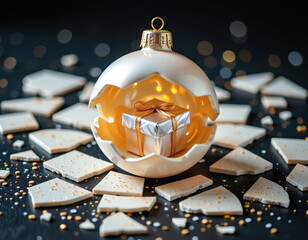 Ornament Revealing Elegant Gift Under Warm