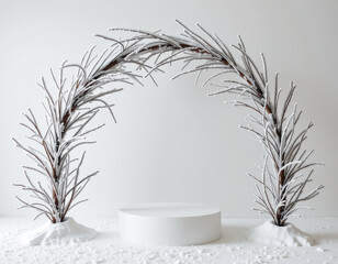Serene Winter Scene with Arching Snowcovered Trees