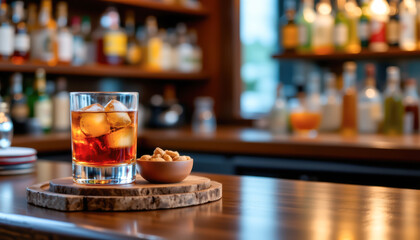 Warm Amber Drink with Snack