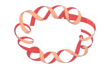Red and orange paper chain wreath isolated on transparent background
