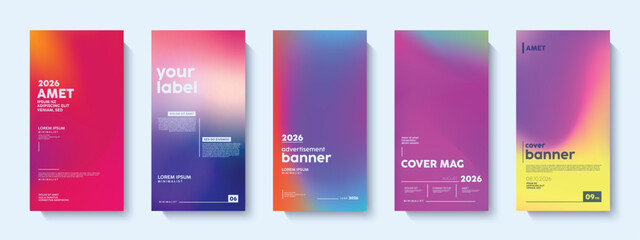 Set of modern vibrant colorful gradient posters template Abstract designs with sample text elements. Collection of abstract modern background.