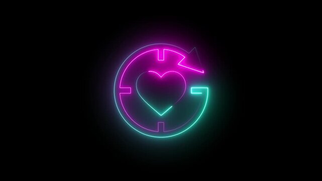 Neon Heart Refresh Loop Icon &mdash; Glowing Love Cycle Concept.
