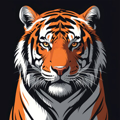 Majestic Tiger Face Portrait Wild Animal Illustration