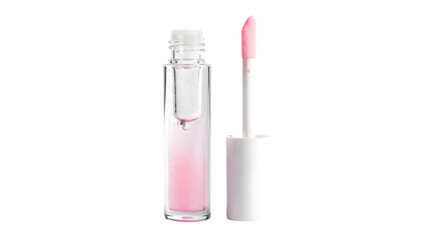 Pink lip gloss tube isolated on transparent background