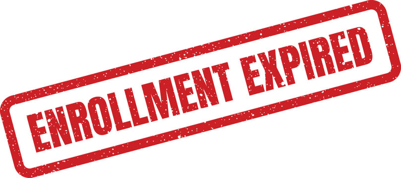 Red grunge stamp with text Enrollment Expired indicating an outdated registration or past deadline status