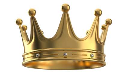 Golden royal crown isolated on transparent background