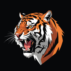 Fierce Roaring Tiger Head Majestic Wild Animal Power