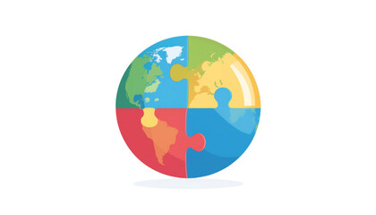 Fototapeta premium Global Puzzle Globe: Interconnected World Map Icon Representing Unity, Teamwork, and International Cooperation