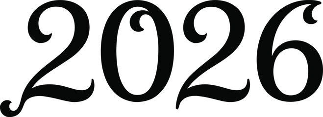 Elegant 2026 typography design featuring stylish decorative numbers for New Year greetings, calendars, posters, and modern graphic projects © Prodip