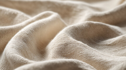 Cloud Dancer Detailed Close-up of Natural Beige Knitted Fabric with Woven Texture and Gentle Ripples Colour of the Year 2026