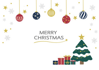 クリスマス素材　ツリーとオーナメントとプレゼントの背景