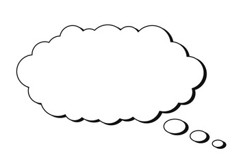 影のついた大きな雲型のふきだしベクターイラスト