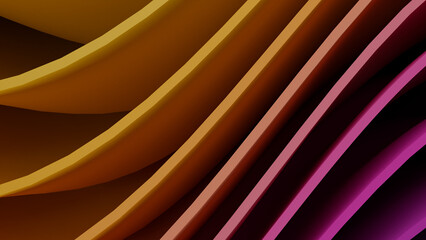 Abstract Purple and Orange Wavy Ribbons 3D Background