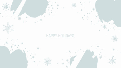 Obraz premium Winter Holiday Greetings: A serene holiday-themed design, featuring delicate snowflakes and abstract icy blue brushstrokes, creating a festive atmosphere.