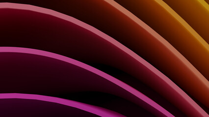 Abstract Purple and Orange Wavy Ribbons 3D Background