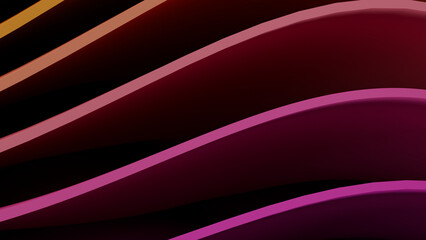 Abstract Purple and Orange Wavy Ribbons 3D Background