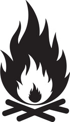 Bonfire Silhouette — Camping Flame and Firewood Black Vector Design