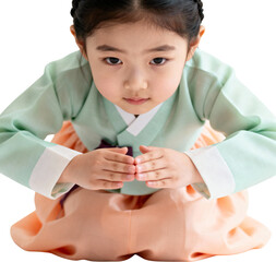 한복입은어린이의설날세배인사