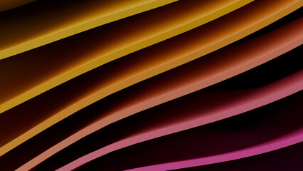 Abstract Purple and Orange Wavy Ribbons 3D Background