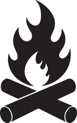 Campfire Silhouette Icon — Burning Firewood Outdoor Camping Vector
