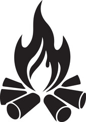 Campfire Silhouette Icon — Burning Firewood Outdoor Camping Vector
