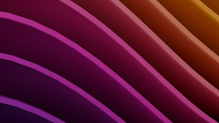 Abstract Purple and Orange Wavy Ribbons 3D Background